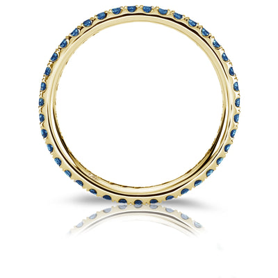 18K White Gold  Round Blue Sapphire  Eternity wedding Band Ring