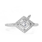 18k White Gold East West Virtue Cut Natural Diamonds Engagement Bridal Ring