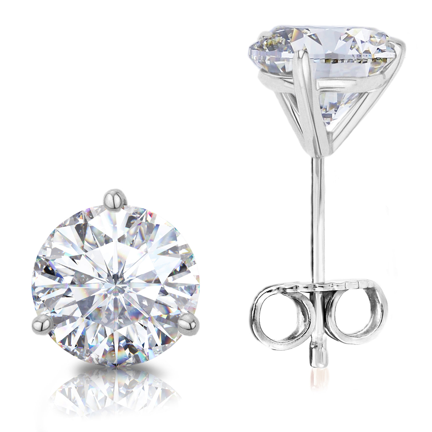 0.50 -2.5 Carats Total,14k White, Yellow, Rose Gold, or Platinum Natural Round Diamond Martini Stud Earrings