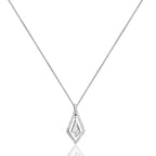 14k White Gold Natural Diamonds Noble Cut Diamond Swinging Pendant  Bridal  Necklace
