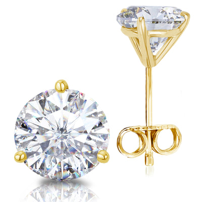 0.50 -2.5 Carats Total,14k White, Yellow, Rose Gold, or Platinum Natural Round Diamond Martini Stud Earrings