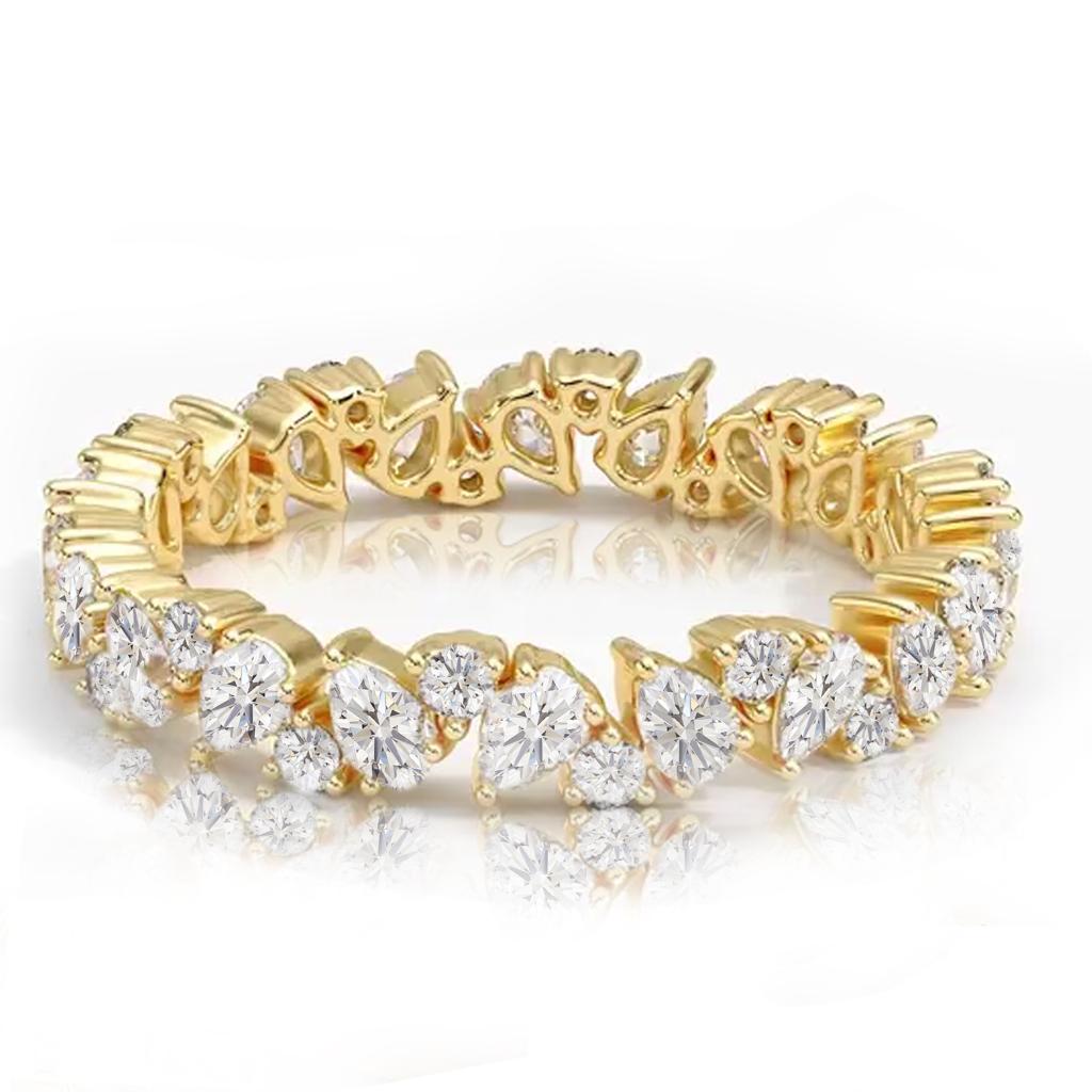 18K Yellow Gold,Diamonds,Pear Shape& Round Diamonds,Stylized Wedding Ring/Ban