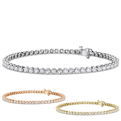 14k  White, Rose or Yellow Gold Brilliant Round Diamonds Tennis Bracelet - 2cts-10cts