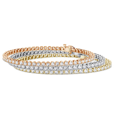 14k  White, Rose or Yellow Gold Brilliant Round Diamonds Tennis Bracelet - 2cts-10cts