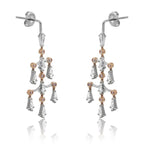 18K White & Rose Gold  Noble Cut Pink & Colorless Natural Diamond Dangle Earrings