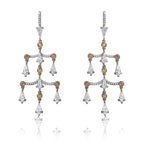 18K White & Rose Gold  Noble Cut Pink & Colorless Natural Diamond Dangle Earrings