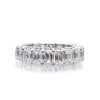 Platinum Emerald Cut Natural Diamonds Signature Engagement Bridal Eternity Band Ring 6.81Cttw