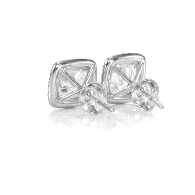 14k White Cushion Natural Diamond Bridal Stud Earrings 2.04ctTotal