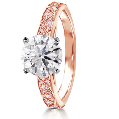 18K Rose Gold & Platinum Diamond & Fancy Pink Diamonds Engagement Bridal Ring