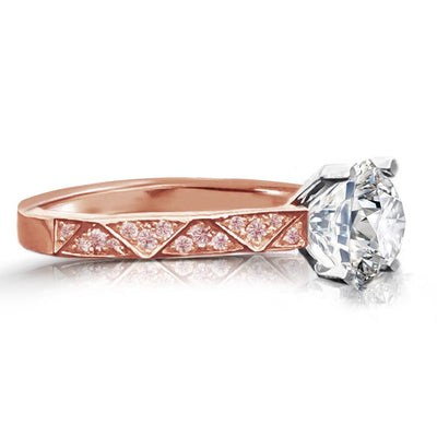 18K Rose Gold & Platinum Diamond & Fancy Pink Diamonds Engagement Bridal Ring