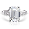 14k White Gold Emerald Cut Diamond Hidden Halo Engagement Ring