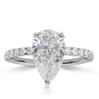 14k White Gold,Diamonds,Pear Shape Diamond Engagement Bridal Ring