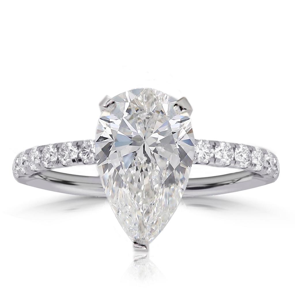 14k White Gold,Diamonds,Pear Shape Diamond Engagement Bridal Ring