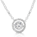 14K White Gold Round Brilliant Natural Diamond Milgrain Halo Pendant Necklace