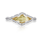 18k White & Yellow Gold East West Fancy Yellow Virtue Cut Natural Diamonds  Ring