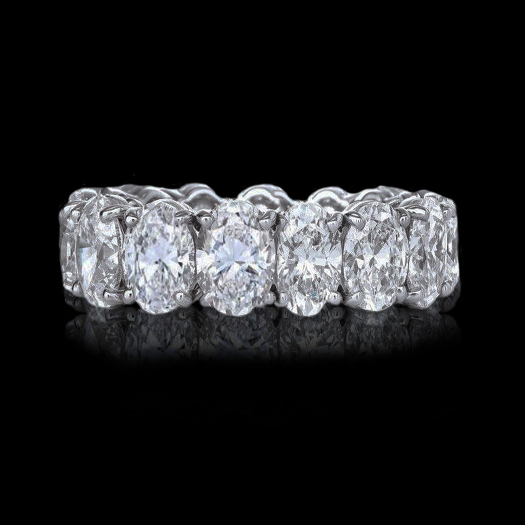 18k White Gold  Oval  Natural Diamonds Signature Eternity Bridal Engagement Band Ring 5.48CT