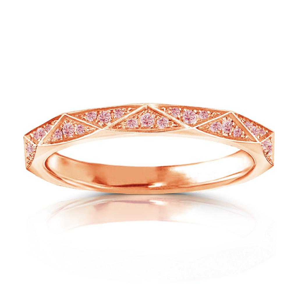 18K Rose Gold Natural Fancy Pink Diamond Stylized Eternity wedding Band Ring