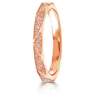 18K Rose Gold Natural Fancy Pink Diamond Stylized Eternity wedding Band Ring