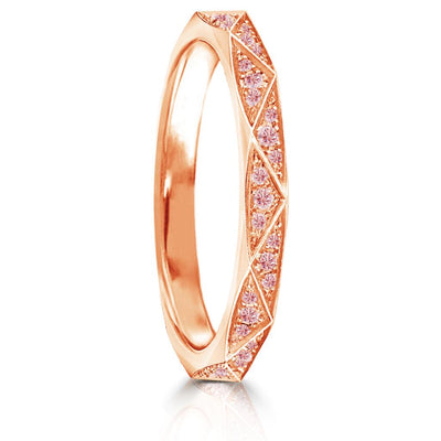 18K Rose Gold Natural Fancy Pink Diamond Stylized Eternity wedding Band Ring