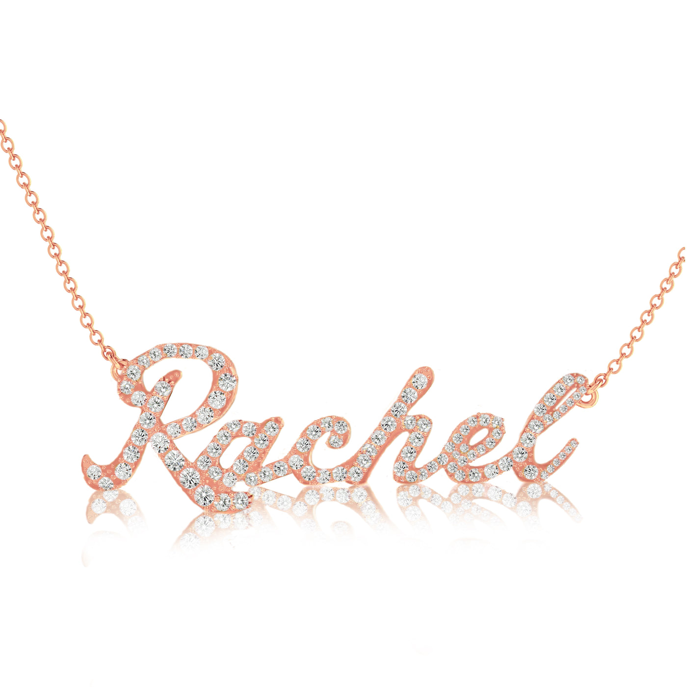 14K Yellow, White or Rose Gold Natural Diamonds Personalized Name Pendant Necklace