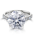 Pave Round 18K Head & Band Engagement Ring