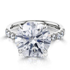 Pave Round 18K Head & Band Engagement Ring