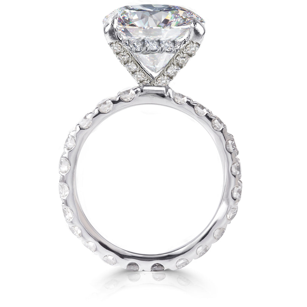 Pave Round 18K Head & Band Engagement Ring
