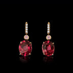 18k Rose Gold Natural Red Spinel,  Fancy Pink  & Colorless  Diamonds Dangle Earrings