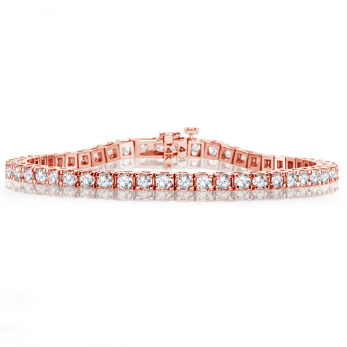 14k  White, Rose or Yellow Gold Natural Brilliant Round Diamonds Tennis Bracelet