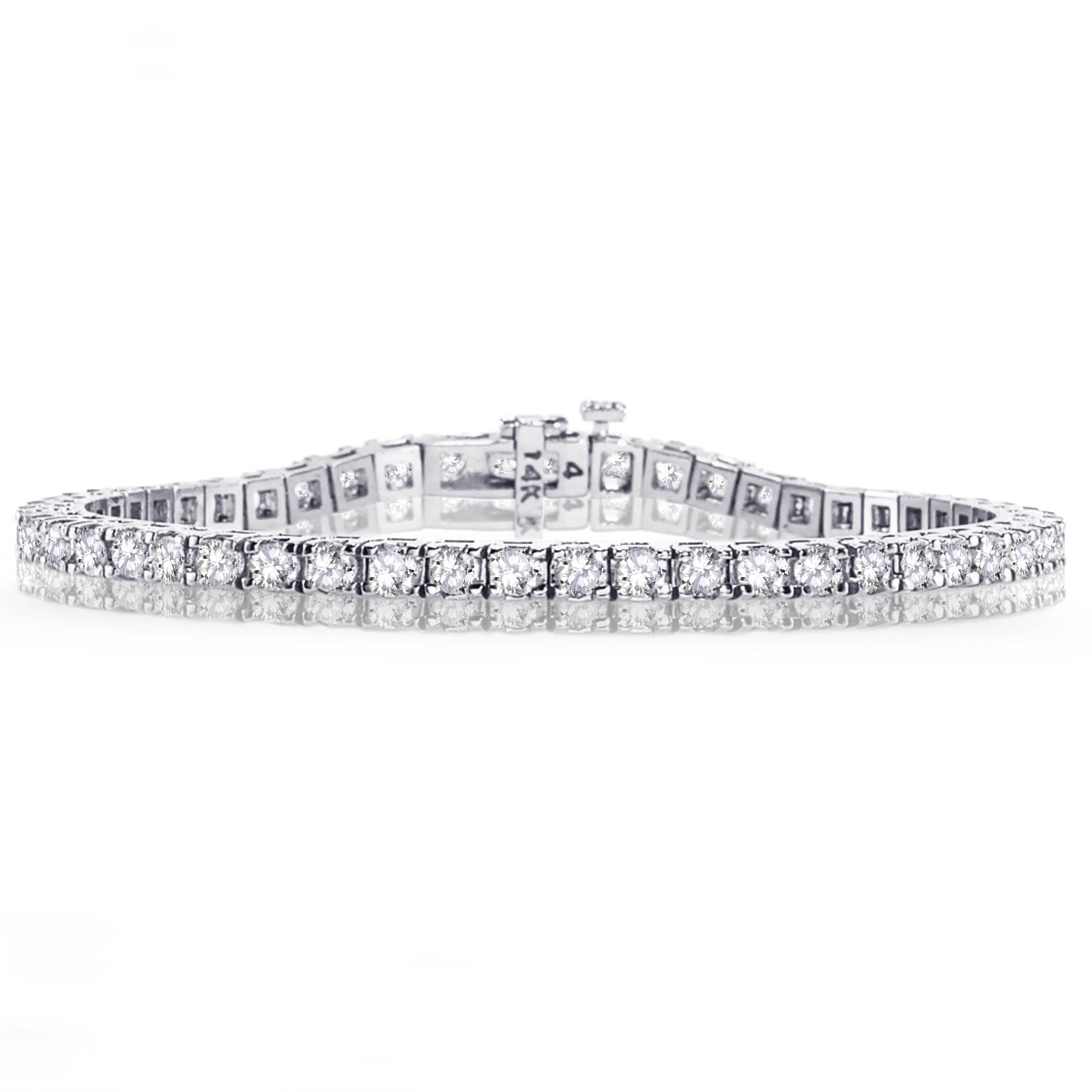 14k  White, Rose or Yellow Gold Natural Brilliant Round Diamonds Tennis Bracelet