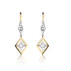 18k Rose & White Gold Natural Diamonds Virtue Cut Dangle Earrings
