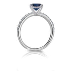 Platinum or 18K White, Rose or Yellow Gold Round Brilliant Natural Blue Sapphire Engagement Ring