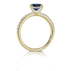 Platinum or 18K White, Rose or Yellow Gold Round Brilliant Natural Blue Sapphire Engagement Ring