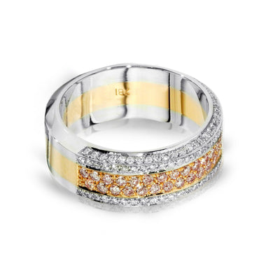 18k White & Rose Gold Natural Pink & Colorless Diamonds Band