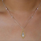 Platinum & 18K Yellow Gold Natural Noble Cut & Fancy Yellow Diamond Dangling  Pendant Necklace
